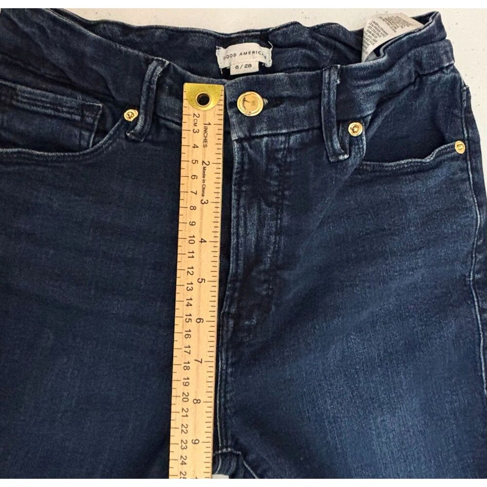 Good American Jeans Womens 6 28 Dark Wash Blue Denim Stretch Mid Rise GL873CET - Picture 6 of 9